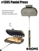 Rome Sandwichmaker, einfach, aus Gusseisen für Herd, Feuer, Schwenkgrill